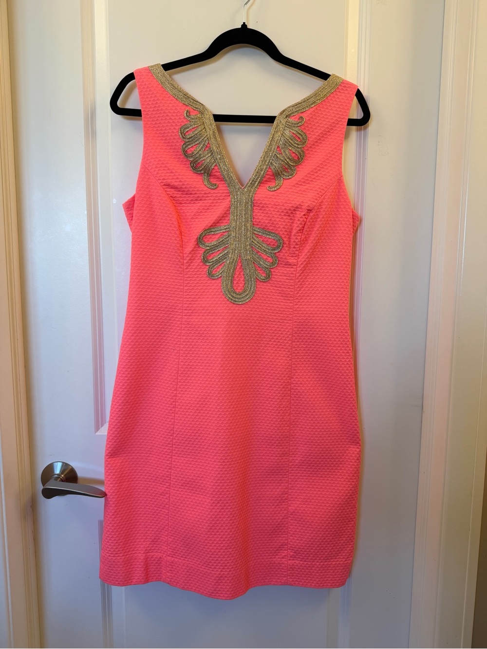 Lilly Pulitzer Janice coral & gold sleeveless shift dress - size 10